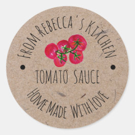 Homemade mit Liebe Kraft Paper Tomato Sauce Label Runder Aufkleber