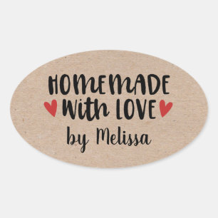 Homemade mit Liebe Kraft Personalisiert Ovaler Aufkleber