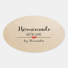 Homemade mit Liebe kraft personalisiert Ovaler Aufkleber