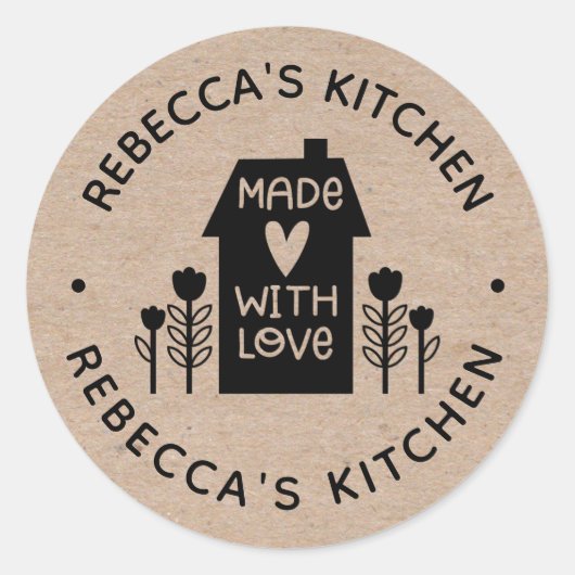 Homemade mit Liebe Kraft Runder Aufkleber (Vorderseite)