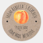 Homemade mit Liebe Peach-Jam-Label Runder Aufkleber (Vorderseite)