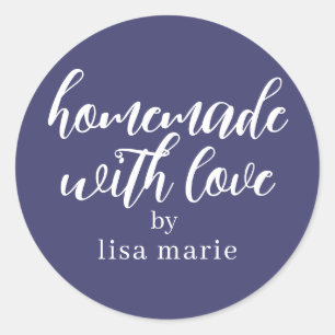Homemade mit Liebe Personalisiert Navy Blue Gesche Runder Aufkleber