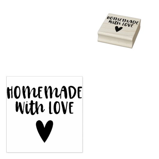 Homemade mit Liebe Script Heart Gummistempel (Stempel)