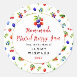 Homemade Mixed Berry Jam Canning Label Runder Aufkleber