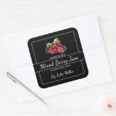 Homemade Mixed Berry Jam Square Black Quadratischer Aufkleber (Umschlag)