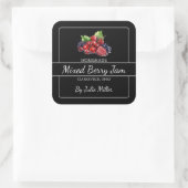 Homemade Mixed Berry Jam Square Black Quadratischer Aufkleber (Tasche)