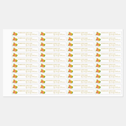 Homemade Mixed Citrus Jam Thin Siegel Label Etiketten (Blatt)