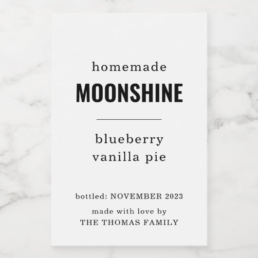 Homemade Moonshine Labels Weinetikett (Einzelnes Label)
