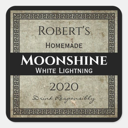 Homemade Moonshine Personalisiert Quadratischer Aufkleber (Vorderseite)