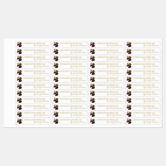 Homemade Mulberry Jam Thin Siegel Label Etiketten (Blatt)