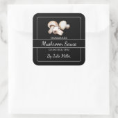 Homemade Mushroom Sauce Square Black Quadratischer Aufkleber (Tasche)