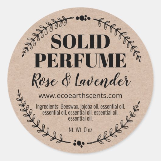 Homemade Natural Kraft Solid Parfüm Labels Runder Aufkleber (Vorderseite)