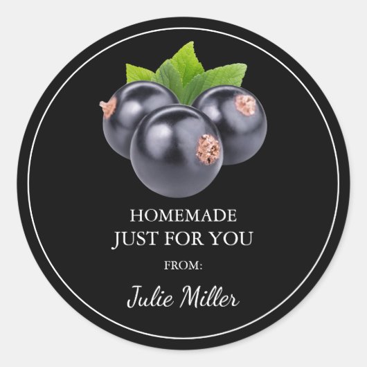 Homemade nur für Sie schwarze Johannisbeere Runder Aufkleber (Vorderseite)