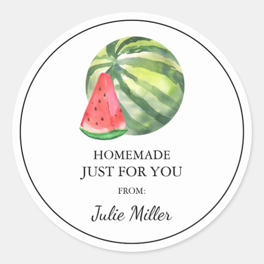 Homemade nur für Sie Wassermelone-Label Runder Aufkleber (Vorderseite)