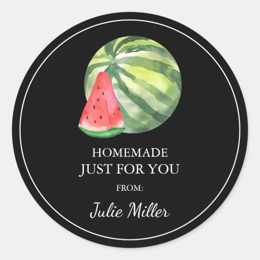 Homemade nur für Sie Wassermelone-Label Runder Aufkleber (Vorderseite)