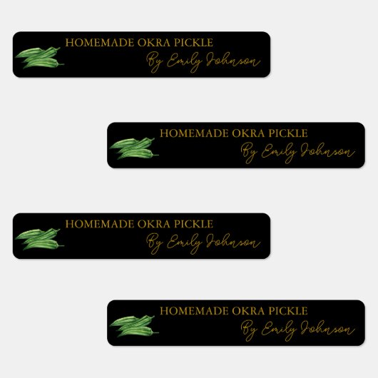Homemade Okra Pickle Thin Label Etiketten (Gruppe)