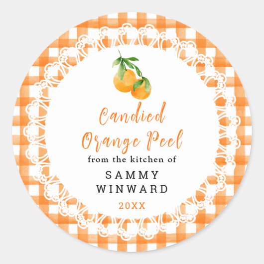 Homemade Orange Candied Peel Label Runder Aufkleber (Vorderseite)