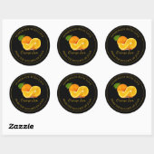 Homemade Orange Jam Label | Schwarz Runder Aufkleber (Blatt)