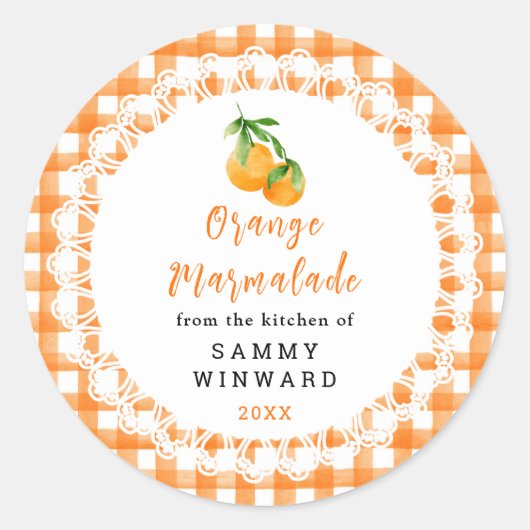 Homemade Orange Marmalade Label Runder Aufkleber (Vorderseite)