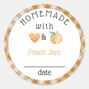 Homemade Peach Jam Gingham Runder Aufkleber