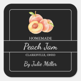 Homemade Peach Jam Square Black Quadratischer Aufkleber