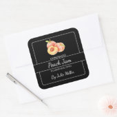 Homemade Peach Jam Square Black Quadratischer Aufkleber (Umschlag)
