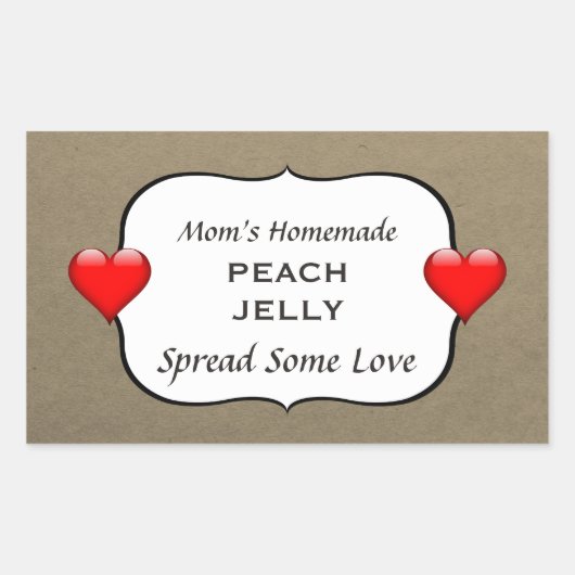 Homemade Peach Jelly Jam Country Canning Label Rechteckiger Aufkleber (Vorderseite)