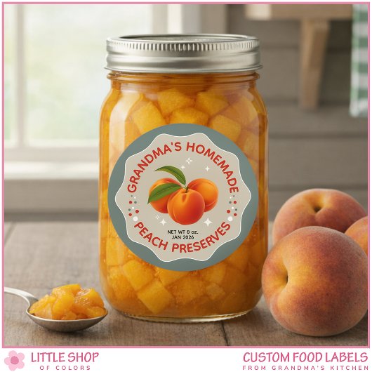 Homemade Peach Preserves Canning Jar Labels Runder Aufkleber