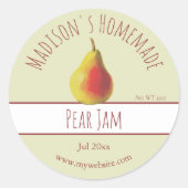 Homemade Pear Jam Labels Runder Aufkleber (Vorderseite)