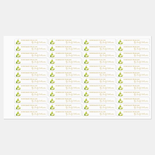 Homemade Pear Jam Thin Label Etiketten (Blatt)