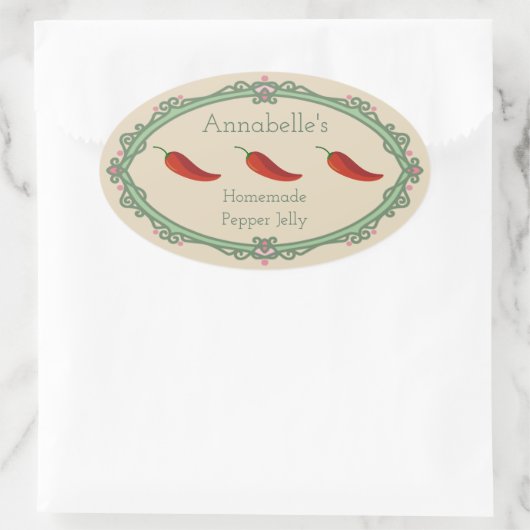 Homemade Pepper Jelly Label Ovaler Aufkleber (Tasche)