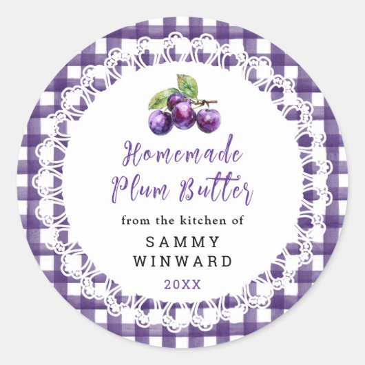 Homemade Plum Butter Label Runder Aufkleber (Vorderseite)