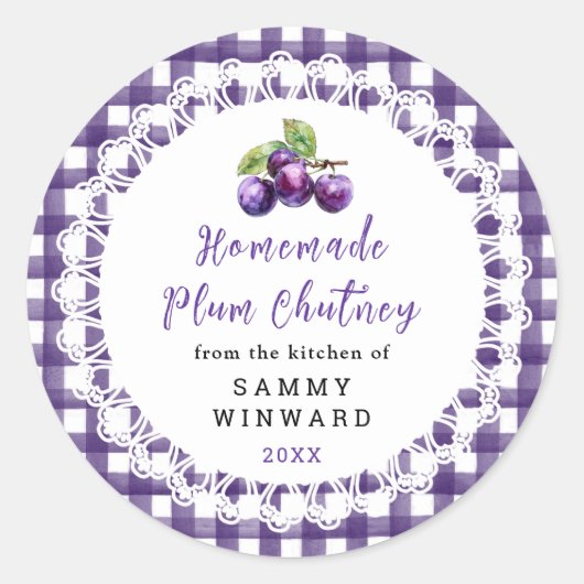 Homemade Plum Chutney Label Runder Aufkleber (Vorderseite)
