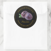 Homemade Plum Jam Label | Schwarz Runder Aufkleber (Tasche)