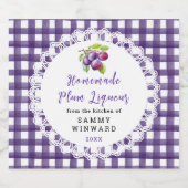 Homemade Plum Liqueur Label Alkoholflaschenetikett (Einzelnes Label)