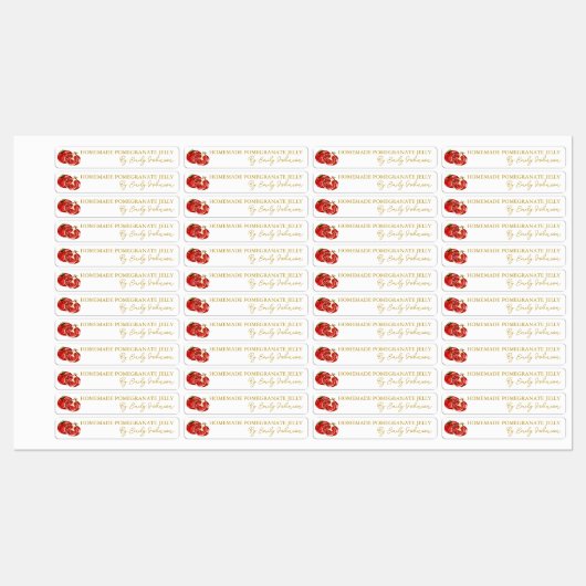 Homemade Pomegranate Jelly Thin Label Etiketten (Blatt)