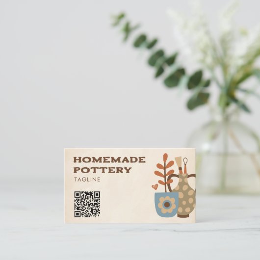 Homemade Pottery Ceramic Art Sculpt Clay Qr Code Visitenkarte (Stehend Vorderseite)