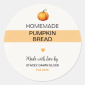 Homemade Pumpkin Bread Labels Fall Stickers (Vorderseite)