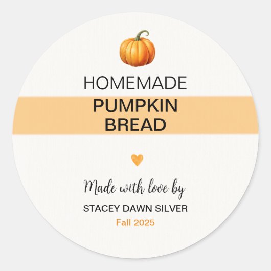 Homemade Pumpkin Bread Labels Fall Stickers (Vorderseite)