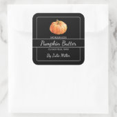 Homemade Pumpkin Butter Square Black Quadratischer Aufkleber (Tasche)