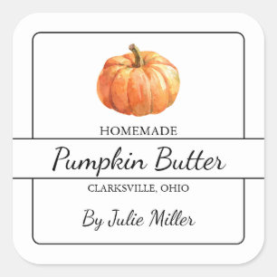 Homemade Pumpkin Butter Square Label Quadratischer Aufkleber