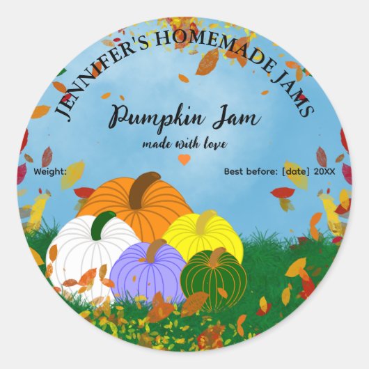 Homemade Pumpkin Jam Jar Label Runder Aufkleber (Vorderseite)