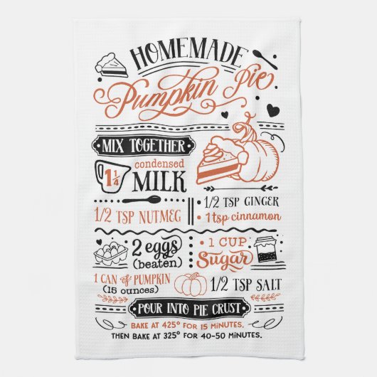 Homemade Pumpkin Pie Rezept | Bauernhof Geschirrtuch (Vertikal)