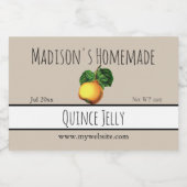 Homemade Quince Jelly Labels Lebensmitteletikett (Einzelnes Label)