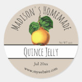 Homemade Quince Jelly Labels Runder Aufkleber (Vorderseite)