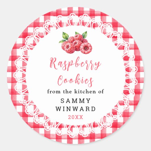 Homemade Raspberry Cookie Label Runder Aufkleber (Vorderseite)