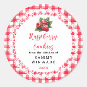 Homemade Raspberry Cookies Label Runder Aufkleber (Vorderseite)