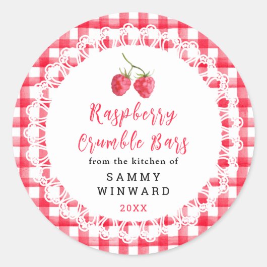 Homemade Raspberry Crumble Bars Label Runder Aufkleber (Vorderseite)