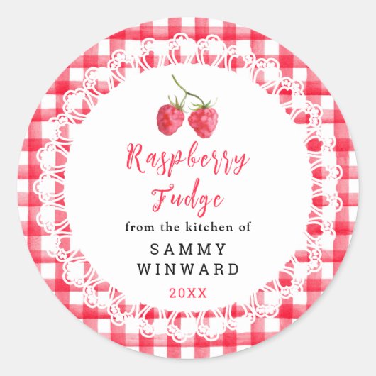Homemade Raspberry Fudge Label Runder Aufkleber (Vorderseite)