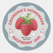 Homemade Raspberry Jam Canning Jar Labels Runder Aufkleber (Vorderseite)